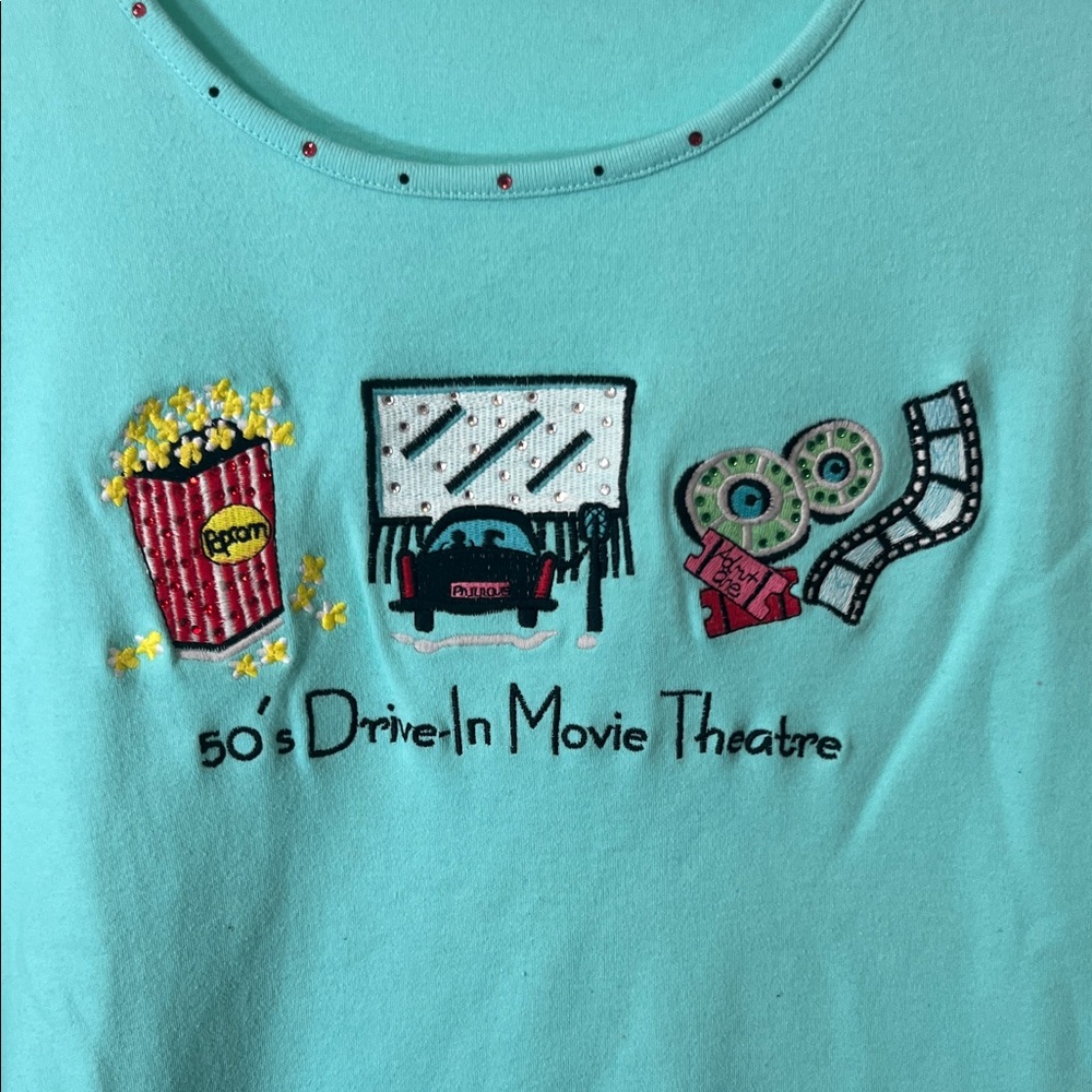 Aqua Women's 50s Drive-In Movie Theatre Top - Picture 2 of 2
